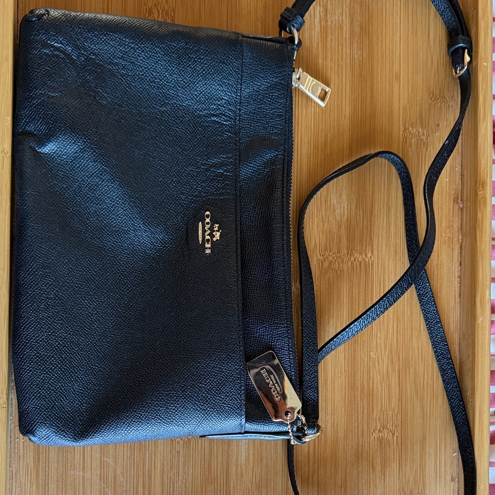 Coach Black Textured Leather Crossbody Bag